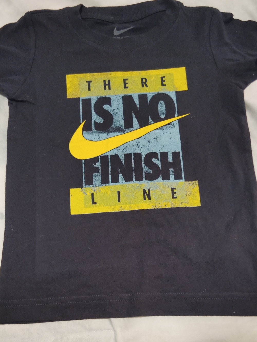 Nike Navy Tee with Yellow & Light Blue Graphic